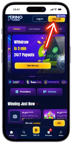 Registration Trino Casino
